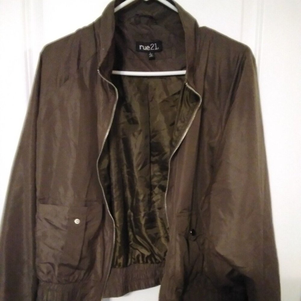 Rue21 Windbreaker Jacket Women's Size Large Green